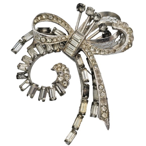 Vintage CRC Charles Reis 1/20 12K GF Clear Rhinestone Brooch